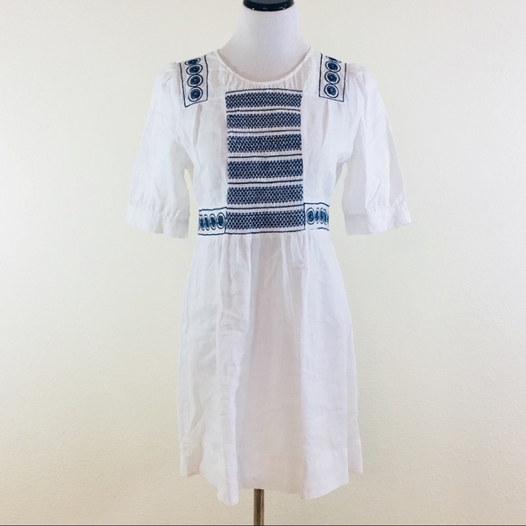 See By Chloe Embroidered Linen Boho Tea Dress Sz 8 - Picture 3 of 8